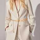 Waist Chain Belt, Metal Belt for Women, Chunky Belly Link Belt, Adjustable Stylish Square Body Link Belts, Stylish Belly Jewelry for Dresses Jeans(Gold)