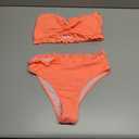 SOLY HUX Women's Ruffle Strapless Bikini Set 2 Piece Bandeau Swimsuit High Waist Bathing Suits Plain Orange, Small