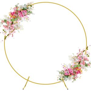 Wokceer Wedding Arch Round Backdrop Stand 6FT Circle Balloon Arch Frame, Gold Circle Backdrop Stand Metal for Wedding Birthday Party Bridal Shower Anniversary Ceremony Decoration
