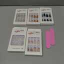 Press on Nails with Designs, Fake Nails Medium Long, 5 Packs (120 Pcs), French Tip Soft Gel Nails, Almond, Frosted, Bright-Diamond, Leopard-Print, Personal Fashion, Glue on Nails Kit