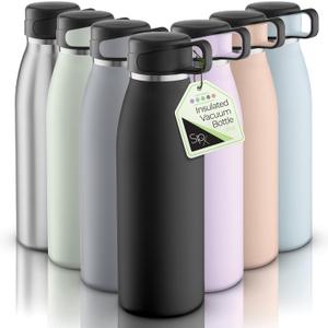 SipX Triple-Insulated Stainless Steel Water Bottle 25oz. - With Cover Lid, BPA-Free Reusable Insulated Water Bottle Keeps Cold For 24 Hours, (Black)