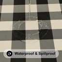 Smiry Round Picnic Tablecloth, Elastic Waterproof Fitted Vinyl Tablecloths for 45"-56" Tables, Flannel Backed Buffalo Plaid Table Cover for Dining, Camping, Outdoor, Black and Beige