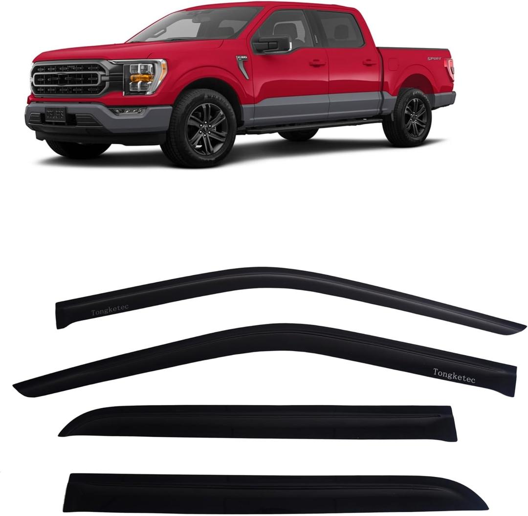 Window Rain Guards,Vent Deflector,Window Visors,Outside Mount Fits for 2015-2024 Ford F-150 Crew Cab,2017-2024 Raptor F-150&F-250 Super Duty& F-350 Super Duty,4pcs