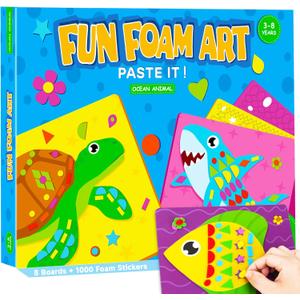 2 x Foam Sticker Art Craft Activity for Kids Ages 3-5 4-6,Mess-free Fun Sticker for Toddler, DIY 3D Foam Felt Craft Kit,Preschool Learning Toy Travel Game,Birthday Gifts for Boys Girls Ages 3 4 5 6 7 8