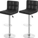BestOffice Bar Stools Set of 2, Adjustable PU Leather Swivel Barstools, Modern Counter Stools with Back and Footrest, Counter Height Barstools for Bar, Kitchen and Dining Room (Black)