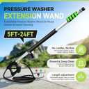 TOR 24 FT Telescoping Pressure Washer Wand with Pressure Washer Extension Wand,Gutter Cleaner Attachment, Pressure Washer Telescoping Wand with 5 Spray Nozzle Tips, 2 Hose Inlet Adapters, Brush Head