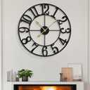 LEIKE Large Wall Clocks, Silent, Non Ticking, Battery Operated Small Vintage Round Modern Metal Wall Clock for Living Room, Bedroom, Kitchen, Farmhouse, Office Decor-13.5 Inch (Black-Arabic Number)