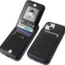 KIHUWEY Compatible with iPhone 15 Case Wallet with Credit Card Holder, Flip Premium Leather Magnetic Clasp Kickstand Heavy Duty Protective Cover for iPhone 15 6.1 Inch (Black)