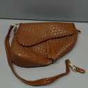 Fashion Women Saddle Shoulder Bag Clutch Purse Small Crossbody Satchel Handbag Woven Imitation Crocodile Leather Bag (Khaki Large)