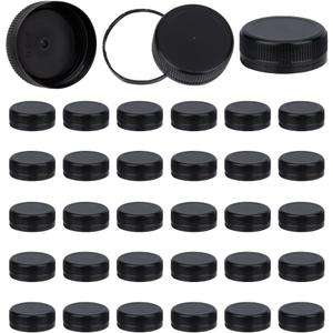 OLYCRAFT 50Pcs Plastic Bottle Caps 37.5mm Black Screw-On Lids Inner Diameter Bottle Jug Storage Lid Plastic Tamper Seal Lids Replacement Cap Twist Cap for Juice Bottles Dispenser Caps