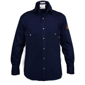 Just In Trend Flame Resistant Light Weight FR Shirt for Men - 88% Cotton, 12% Nylon, 7oz, NFPA 2112 (Medium, Navy Blue)