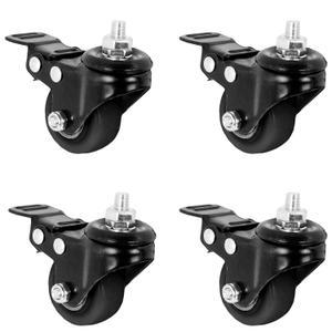 VIVO M8 Threaded Locking Caster Wheels, Set of 4, Swivel, Rubber Base, Brake, 1.5 inch Replacement Wheels for Standing Desk Frames, TV Stands, Carts, and More, PT-ST-015C