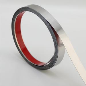 Wall Trim Molding, Peel and Stick Stainless Steel, Flexible Self-Adhesive Metal Trim for Mirror Frame, Fireplace and Microwave Gap Filler, Brushed Silver, 16.4 ft x 0.8 in
