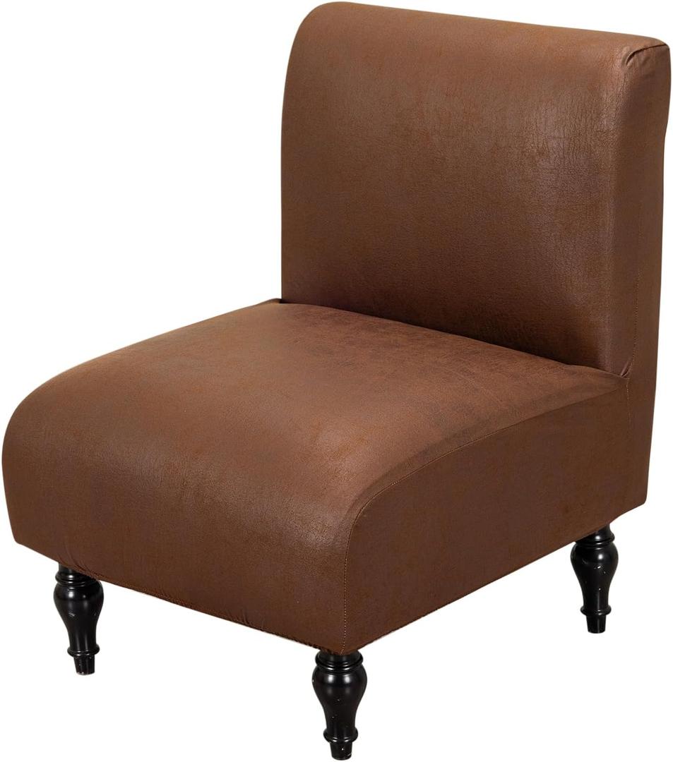 FUANGUI Armless Accent Chair Cover Slipcover, Stretch Spandex Chair Covers for Living Room Removable Washable for Armless Chair Furniture Protector (1Pcs, Crackle-coffee)