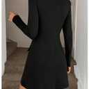 winkbay Women's Mock Neck Long Sleeve Dress Elegant A Line Mini Cocktail Party Dresses Business Casual Outfits Black Small (Black, S)