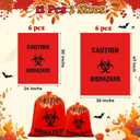 2 x 12 Pcs Large Halloween Leaf Bags Biohazard Halloween Decorations Halloween Trash Bags for Leaves Plastic Yard Lawn Waste Bags Scientist Biohazard Bags Outdoor Biohazard Zombie Party Decorations (Red)