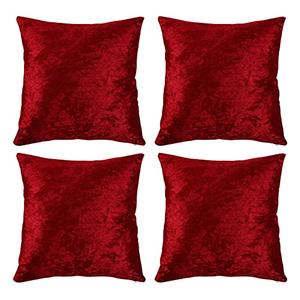 Red Pillow Covers 18x18 inch for Holiday Decor Set of 4 Decorations Pleuche Soft Decorative Square Throw Pillow Cover Cushion Covers Pillowcase, Home Decor 18x18 Inch, Red
