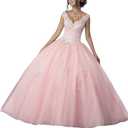 QXMYOO Ball Gown Quinceanera Dresses Sweet 16 Prom Party Princess Dress for Teens (Pink, M)