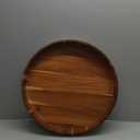 20 Inch Extra Large Round Serving Tray HeavyDuty Acacia Wood Tray for Oversized Ottoman Coffee Table and Counter Giant Decorative Organizational Tray Extensive Kitchen Serveware