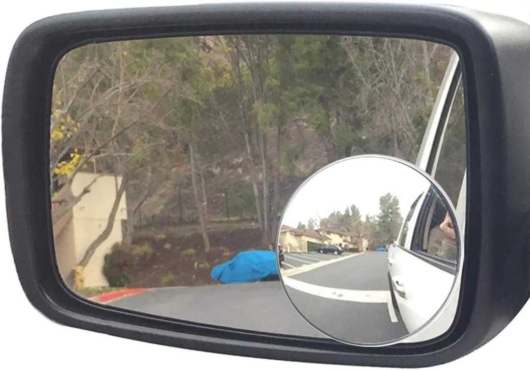 Blind Spot Mirror, Ampper 3-3/4'' Aluminum Frame Round HD Glass Convex Wide Angle Rear View Mirror (1 Piece)