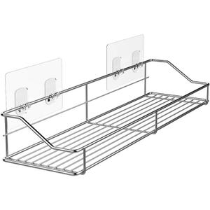 Orimade Bathroom Shelf Organizer Shower Caddy Storage Kitchen Rack with Traceless Transparent Adhesive No Drilling SUS304 Stainless Steel, 15.75 inch, Silver