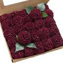 Ling's moment Artificial Flowers Dahlia Fake Flowers Burgundy Foam Real Touch Faux Flower for Home Decor Graduation Baby Shower Decorations Outdoors Party Wedding Gifts Centerpieces Arrangements 25pcs
