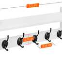 Homode Wall Shelf with Hooks, Coat Rack Wall Mount with Pegs, Hanging Entryway Coat Hanger, Wood and Iron Shelf for Bathroom, Hallway, Bedroom, White