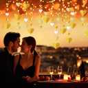 200 Pcs Heart Wall Decoration 3D Heart Stickers Glitter Paper Wall Decal for Office Bedroom Bathroom Wedding Anniversary Home Decor 4 Different Sizes(Gold and White)