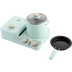 3-in-1 Breakfast Station,Stainless Steel Electric Mini Toaster Bread Breakfast Sandwich Maker,Household Breakfast Maker Machine with Frying Pan,Boiling Pot,Food Steamer