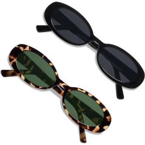 VANLINKER Polarized Retro Oval Sunglasses for Women and Men Small 90s Style VL9580 (C1c2 Black Frame/Tortoise Frame)