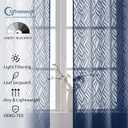Chyhomenyc Marilyn 2PCS Navy Blue Sheer Valances for Windows 14 Inches Long, Light Filtering Soft Clip Jacquard Textured 3D Leaf Curtains for Bathroom Bedroom Small Windows, 38Wx14L Inches