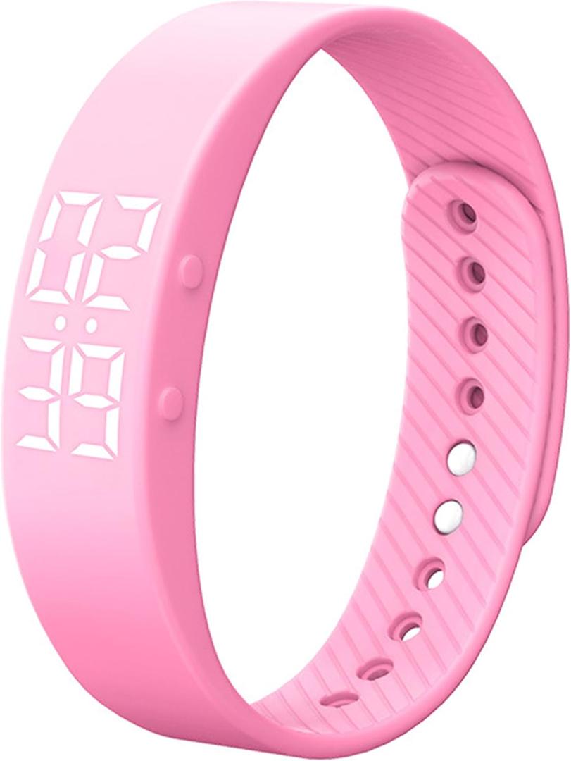 Non-Bluetooth Fitness Tracker Watch Pedometer Digital Step Counter Calorie Counter Distance Activity Tracker Alarm LED Fitness Watch IP65 Water Resistance (pink)