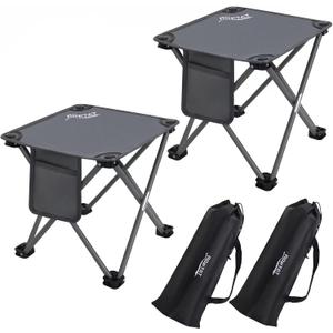 Roptat 2 Pack Camping Stool,Portable Folding Compact Lightweight Stool Seat for Camping Fishing Hiking Gardening Outdoor Walking Backpacking Travelling and Beach with Carry Bag (Grey)
