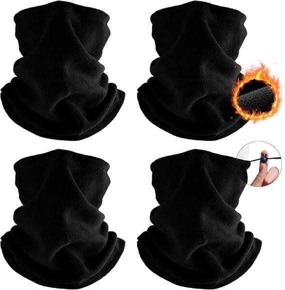 Unisex Breathable Fleece Balaclava Winter Neck Warmer Gaiter Ski Face Mask Windproof Cold Weather Scarf, 4PCS