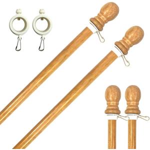 56" Wooden Flag Pole for House Pack of 2 Improved Design Tangle Free Adjustable Rotating Rings Heavy Duty Flag Poles for Outside Fit Most Flag Sizes