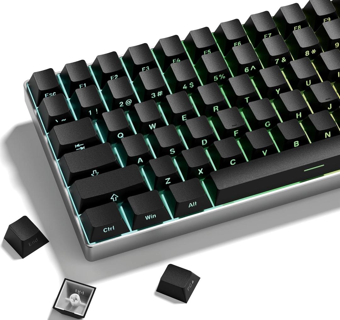 dagaladoo Black keycap Set,Shine Through Keyboard caps South Facing, Japanese Style Double Shot PBT Key caps,OEM Profile Custom keycaps for Mechanical Keyboards (only keycap)