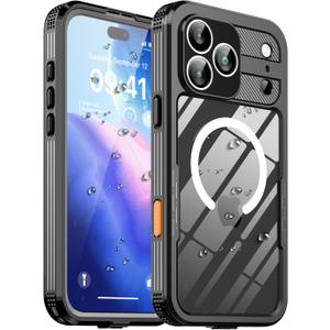 Ezanmull for iPhone 17 Pro Max Waterproof Case, with Built-in Screen Protector Rugged Dustproof Shockproof Full Body Underwater Protective Phone Cover (M Black, for iPone 17 Pro Max)