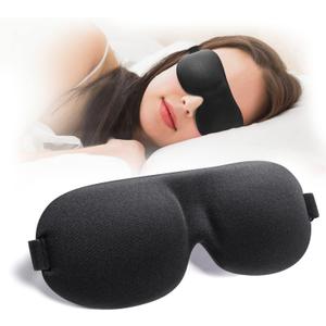 NEWVANGA Sleep Mask for Back and Side Sleeper, Block Out Light, Sleeping Eye Mask of 3D Night Blindfold, Zero Pressure Ultralight Travel Eye Cover Black