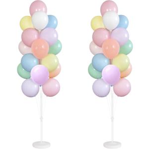 Balloon Column Kit Set of 2 With Balloons Included - Balloon Stand with Base, and Pole,Balloon Tower Backdrop Decoration for Wedding, Baby Shower,Graduation,Birthday Party,Bachelorette (Macaroon)