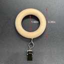Wood Curtain Rings with Clips, Farmhouse Drapery Clips for 1.1-inch Curtain Rod Pole, Wooden Rings for Drapes (12-Pack, 1.42-inch Inner Diameter)