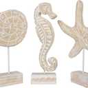 Wooden Stands with Wooden SeaHorse, Wooden SeaShell, and Wooden Starfish