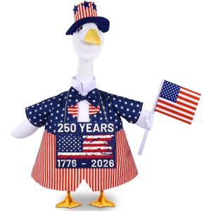 Celltestria 4th of July Goose Outfits for 23" Geese 250th Anniversary Sign Flag Goose Clothes Patriotic Porch Goose Costume for USA Independence Memorial Day Outdoor Patio Yard Lawn Garden Decoration