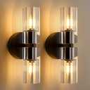 Crystal Wall Sconces Set of Two, 13" Modern Brass Sconces Lighting with K9 Crystal Lampshade,Indoor Wall Sconce Bedroom Wall Light Fixtures for Living Room Bathroom Hallway Stairs Entryway