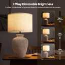 Ceramic Farmhouse Table Lamp for Living Room and Bedroom - Modern Earth Yellow Pottery Beside Lamps for Small Nightstand and Large Side Table - Rustic Round Stone Lighting Single with Beige Shade