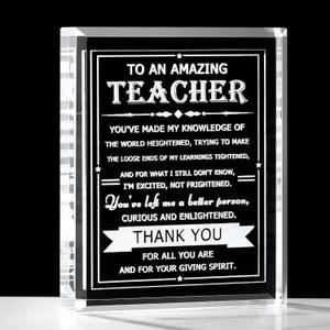 Teacher Appreciation Gifts for Women Men Crystal Thank You Gifts for Teacher from Students Birthday Christmas Retirement Gifts for Teachers Crystal Keepsake Plaque