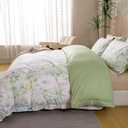 OAITE Duvet Cover Set Queen Size Floral Pattern Ultra Soft 100% Cotton Duvet Cover Sets 3-PC, Breathable Duvet Cover with Zipper Closure & Corner Ties(2 Pillow Shams,1 Duvet Cover)
