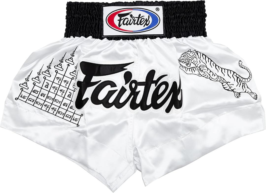 Fairtex Muay Thai Boxing Shorts Traditional Styles (Large, White)