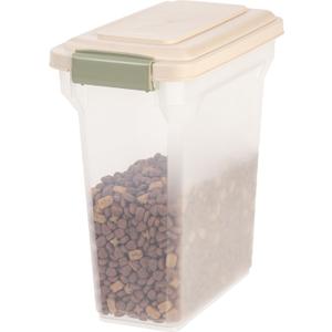 IRIS USA WeatherPro Airtight Dog Food Storage Container, Up to 13 lbs, for Dog Cat Bird and Other Pet Food Storage Bin, Pet Supplies, Keep Fresh, BPA Free, Clear/Almond