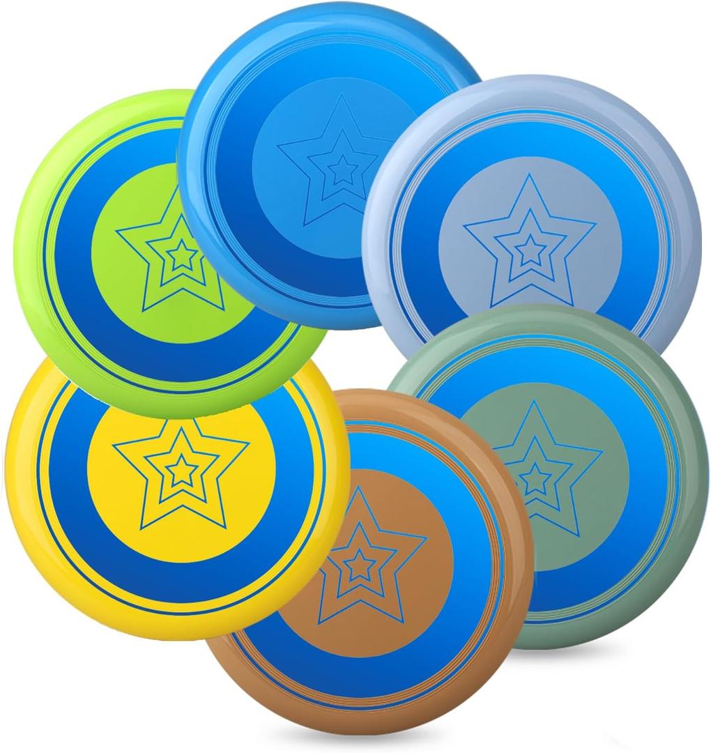 8" Outdoor Flying Disc Ring Toys For Kids Adults, Sand Beach Toys Toss and Catch Toys, Sport Disc Toy for Park Backyard Yard, Lawn, Holiday Party Favors Boys Girls Easter Stocking Stuffer(6 Pack)