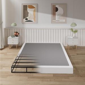 Tyndall Box Spring King Bed Base, 7 Inch High Metal King Size Box Spring Only, Heavy Duty Mattress Foundation with Fabric Cover, Easy Assembly, Quiet Noise Free, Black